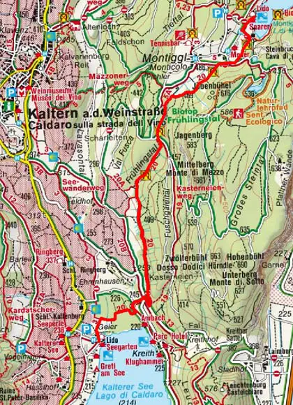 Kalterer See - Frühlingstal - Montiggler See