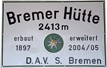 Bremer Hütte, 2413 m - Gschnitztal Logo Bremer Hütte, 2413 m - Gschnitztal