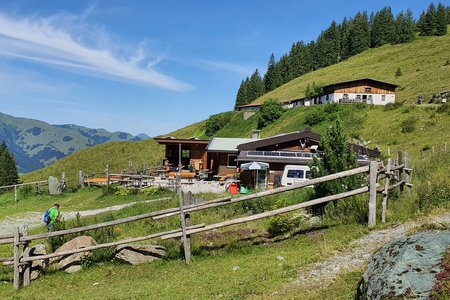 Hochwildalmhütte (1557m) vom Parkplatz Wildalmgraben