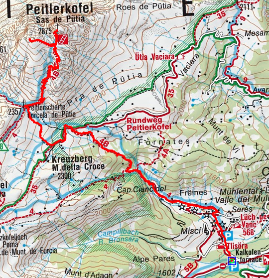 Peitlerkofel (2875 m) aus dem Campilltal
