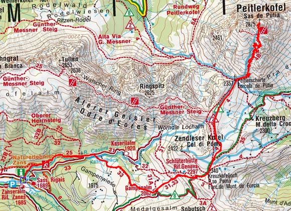 Peitlerkofel (2875 m) aus dem Villnösser Tal