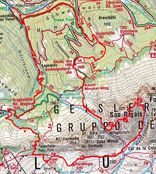 Sass Rigais (3025 m) aus dem Villnösstal