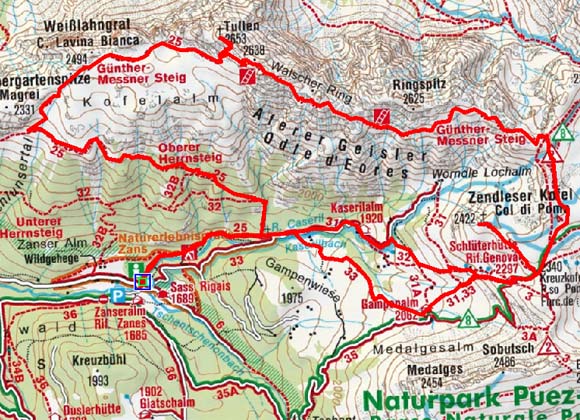 Tullen-Günther Messner Steig (2.653 m) aus dem Villnöss Tal