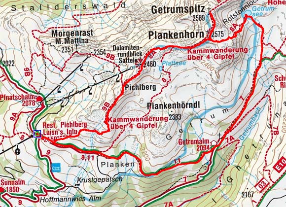Plankenhorn-Getrumspitze (2575/2589 m) von Reinswald