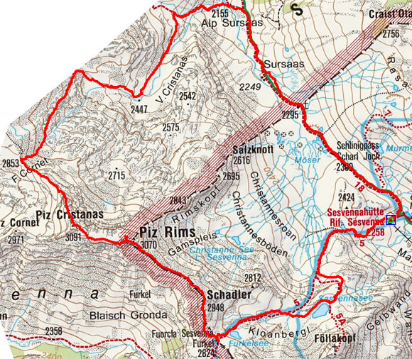3-Gipfel Rundtour (Schadler, Piz Rims, Piz Cristanas) von der Sesvennahütte