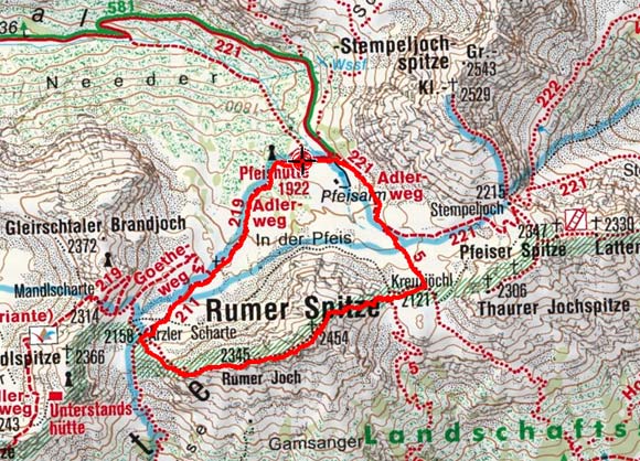 Rumerspitze (2454 m) von der Pfeishütte