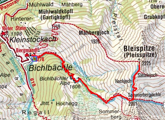 Bleispitze (2225 m) von Bichlbächle