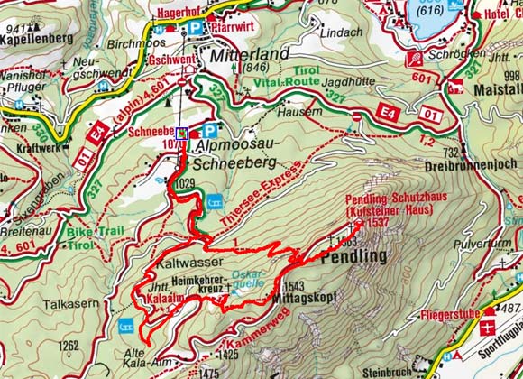 Pendling-Kala Alm (1563 m) vom Schneeberg