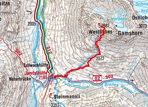 Westliches Gamshorn (2987 m) von der Jamtalhütte