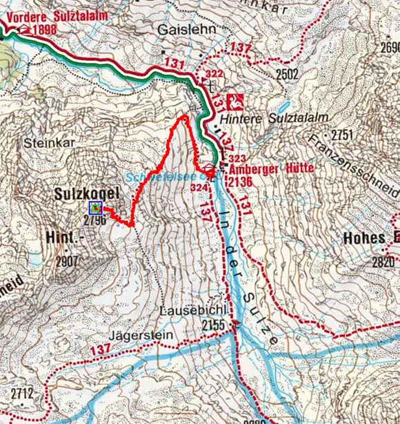 Vorderer Sulzkogel (2796 m) von der Amberger Hütte Vorderer Sulzkogel (2796 m) von der Amberger Hütte