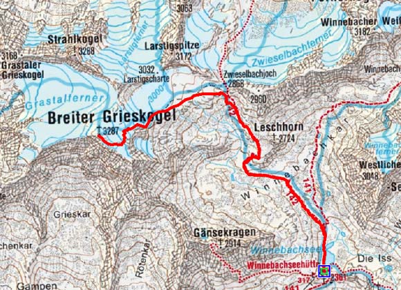 Breiter Grieskogel (3287 m) von der Winnebachseehütte