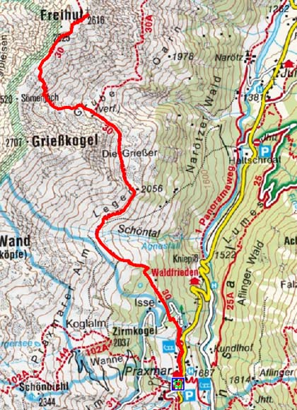 Freihut (2616 m) von Praxmar