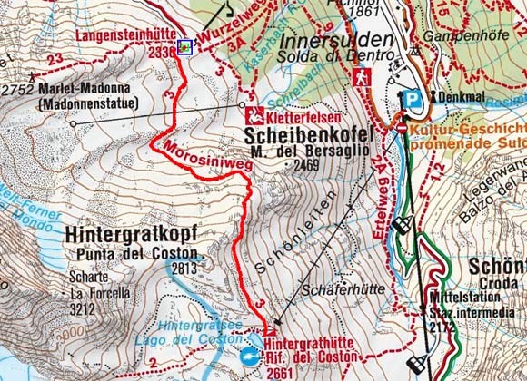 Hintergrathütte (2661 m) vom Langensteinlift