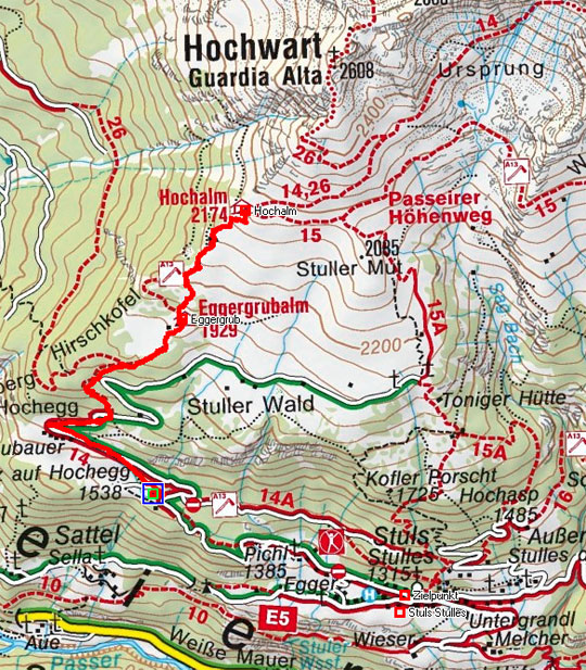 Schutzhütte Hochalm, 2174 m – Wanderung von der Morx Puite