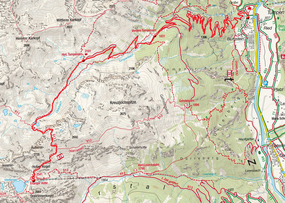 Bike & Hike Tour von Tumpen zur Erlanger Hütte (2550m)