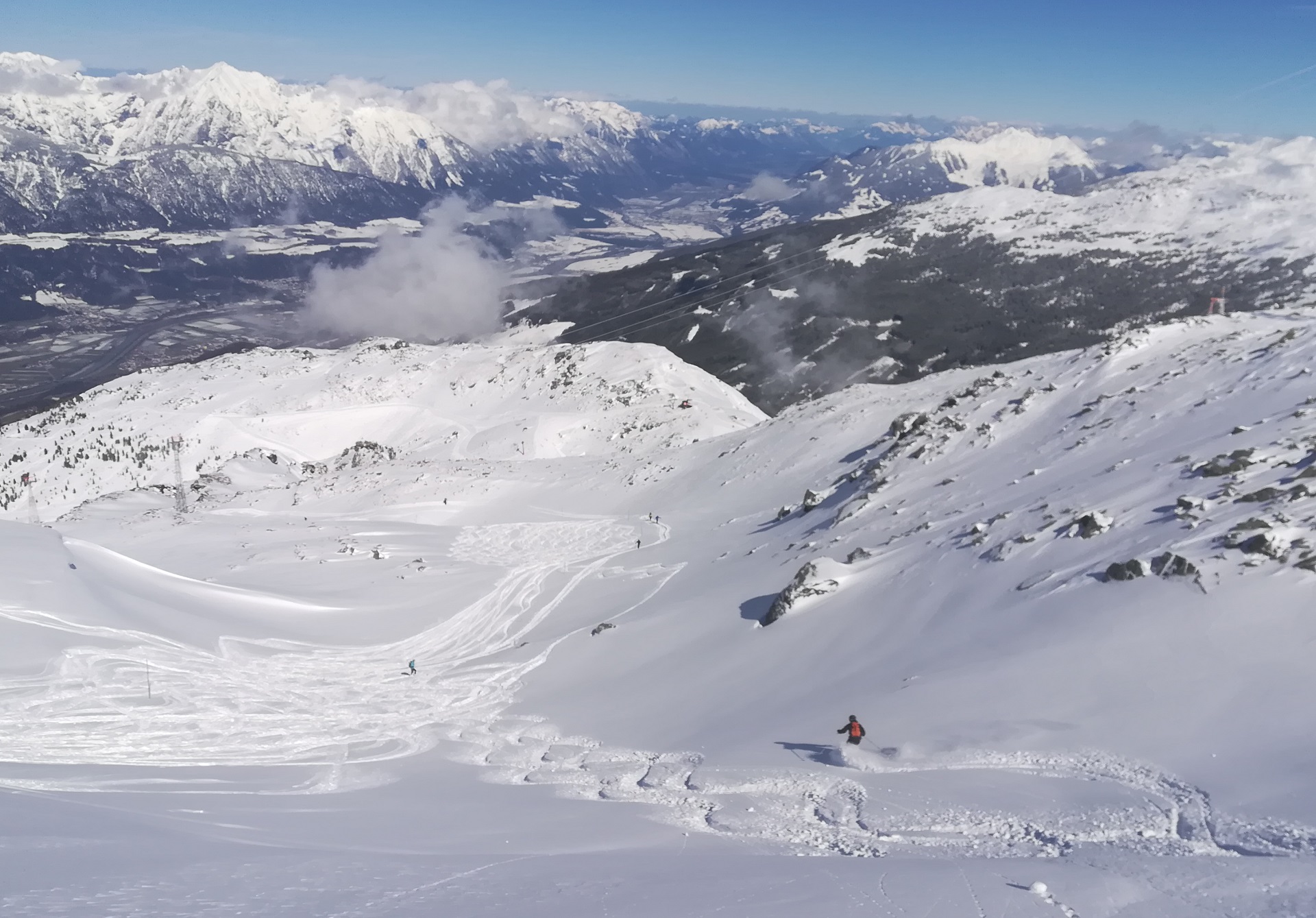 Pulverschnee Abfahrt Glungezer, Tirol