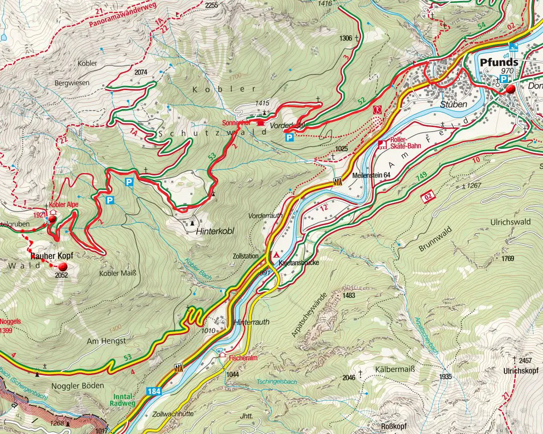 MTB-/E-Bike-Tour: Von Pfunds zur Kobler Alm MTB-/E-Bike-Tour: Von Pfunds zur Kobler Alm