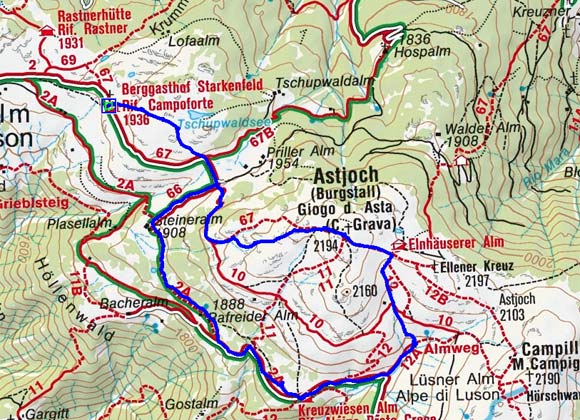 Starkenfeldhütte - Astjoch - Kreuzwiesenalm