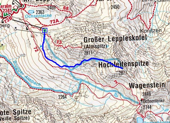 Hochleitenspitze (2877 m) vom Brunnalmgebiet