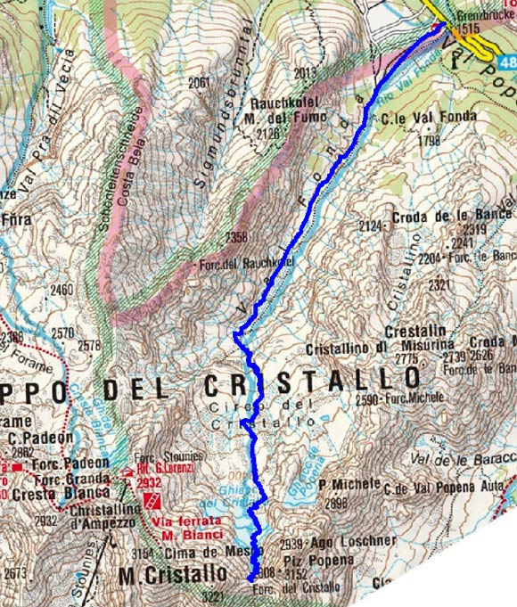 Cristalloscharte-Forc. del Cristallo (2808 m) aus dem Val Popena