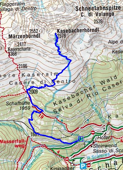 Kaserbacher Hörndl (2578 m) aus dem Schalderer Tal