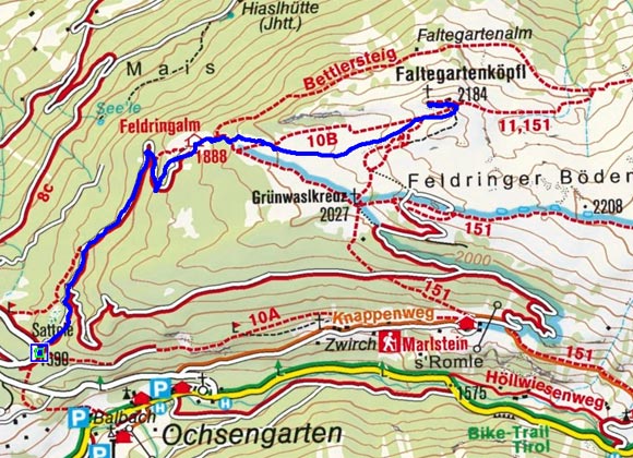 Faltegartenköpfl  (2184 m) vom Sattele