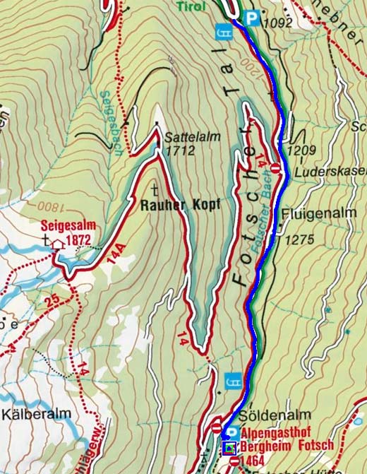 Skitour (Hüttenzustieg) zum Alpengasthof Bergheim Fotsch