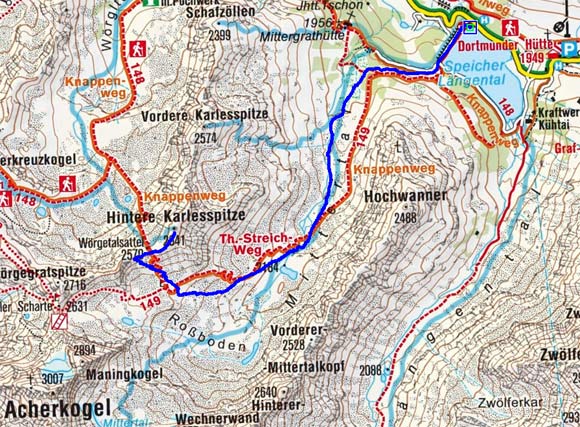 Hintere Karlesspitze (2641 m) durch das Mittertal
