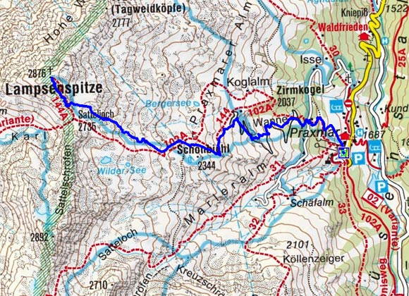 Lampsenspitze - Skitour von Praxmar
