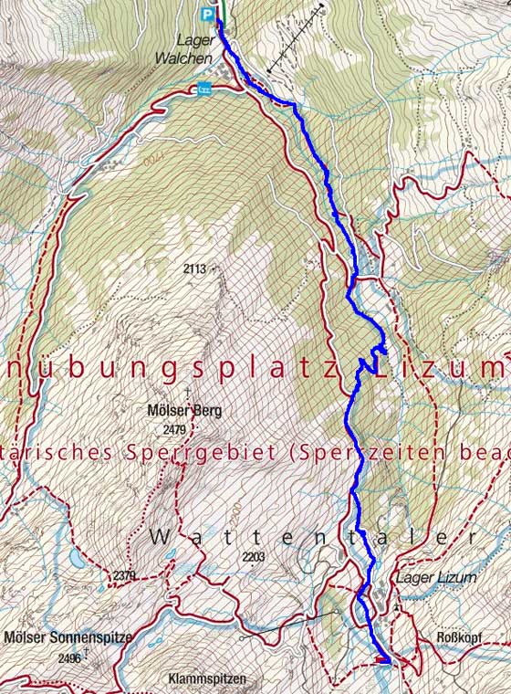 Lizumerhütte (2019 m) vom Lager Walchen