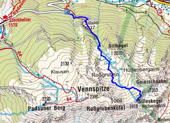 Silleskogel (2418 m) aus dem Valsertal/Padaun
