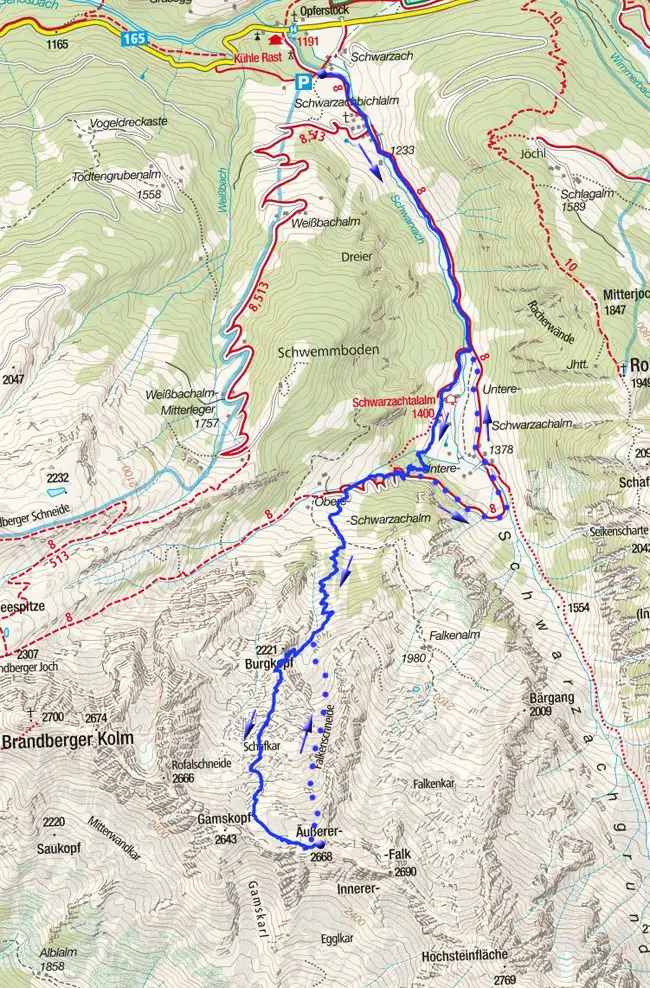 Äußerer Falk (2668m) von der Kühlen Rast Äußerer Falk (2668m) von der Kühlen Rast