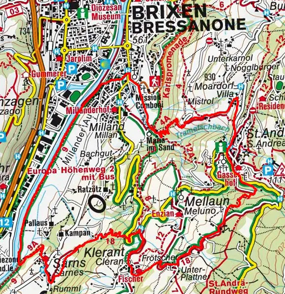 Brixen - St. Andrä - Klerant Rundwanderung Brixen - St. Andrä - Klerant Rundwanderung
