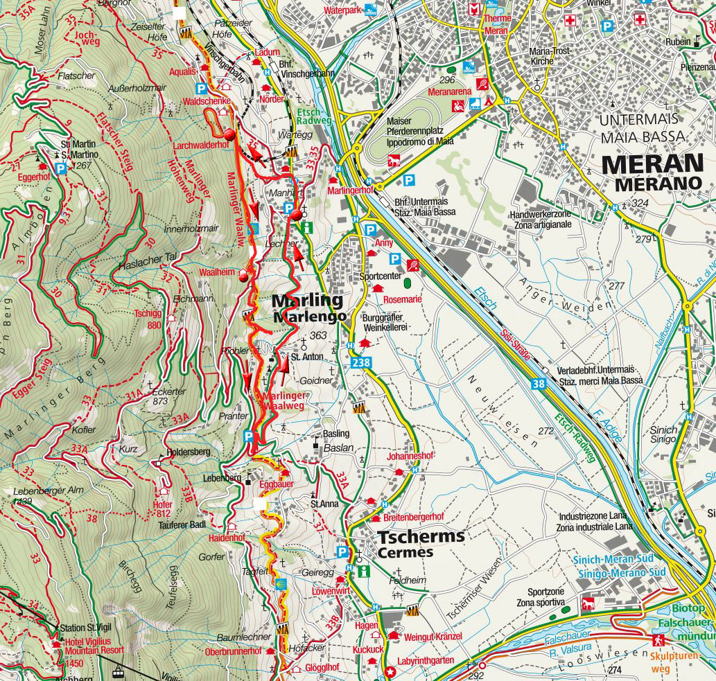 Kleine Rundwanderung am Marlinger Waalweg Kleine Rundwanderung am Marlinger Waalweg