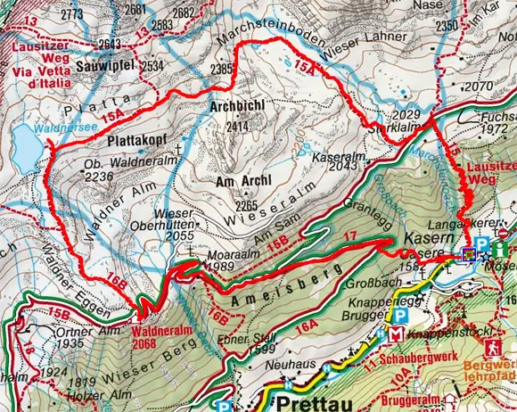 Waldnersee - Wieserwerfermoos Runde vom Berghotel Kasern Waldnersee - Wieserwerfermoos Runde vom Berghotel Kasern