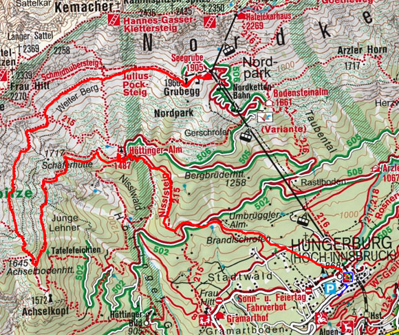 Seegrube–Achselbodenhütte–Höttinger Alm-Hungerburg