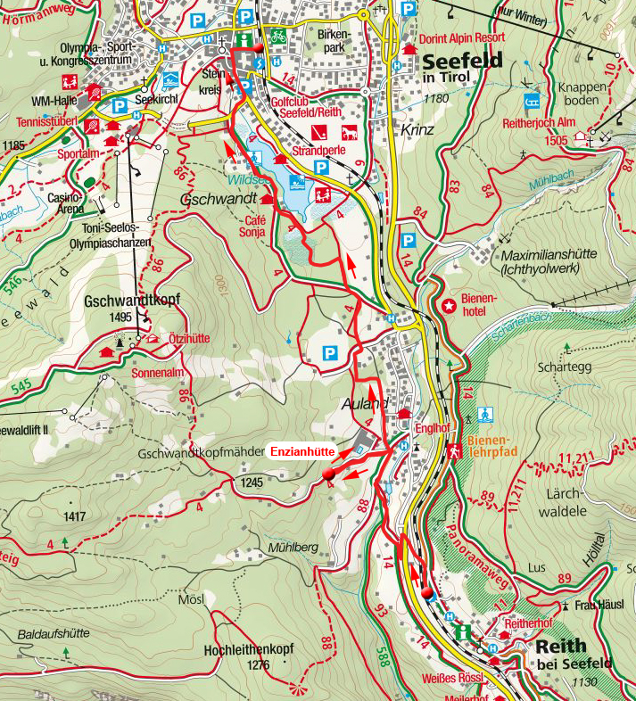 Wanderung: Reith bei Seefeld – Enzianhütte - Seefeld