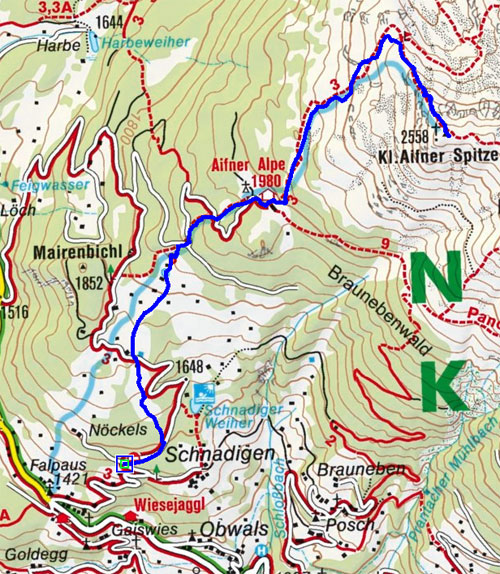 Kleine Aifner Spitze (2558 m) von Falpaus