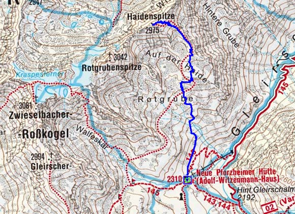 Haidenspitze (2975 m) von der Pforzheimer Hütte