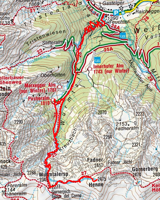 Henne (2475 m) von Weißenbach