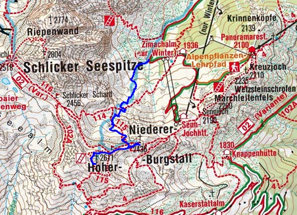 Niederer und Hoher Burgstall (2436/2611 m) vom Kreuzjoch