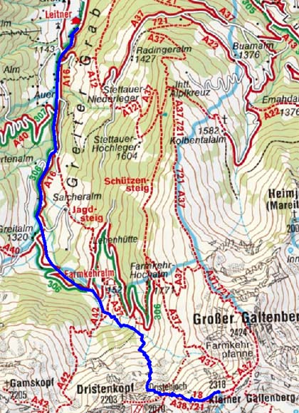 Kleiner Galtenberg (2318 m) aus dem Greiter Graben