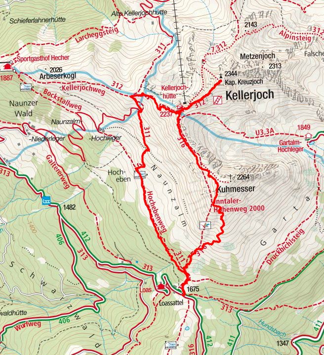 Kellerjoch (2344 m) über den Kuhmesser