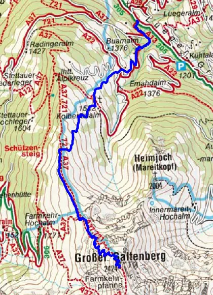 Großer Galtenberg (2424 m) aus dem Luegergraben Großer Galtenberg (2424 m) aus dem Luegergraben