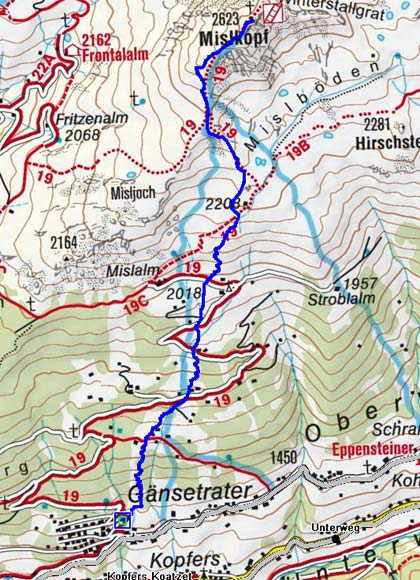 Mislkopf (2623m) - Skitour von der Siedlung Kerschbaum