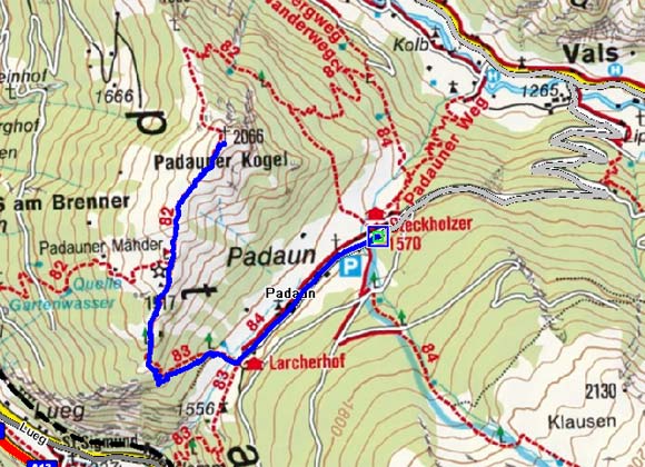 Padauner Kogel (2066 m) von Pardaun