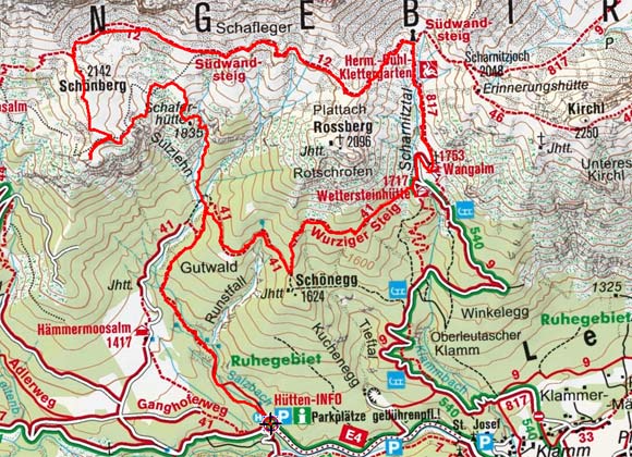 Rotmoosalm - Wangalm - Wettersteinhütte Rundtour