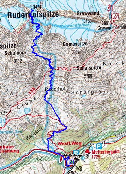 Ruderhofspitze-Südanstieg (3473 m) von der Mutterbergalm