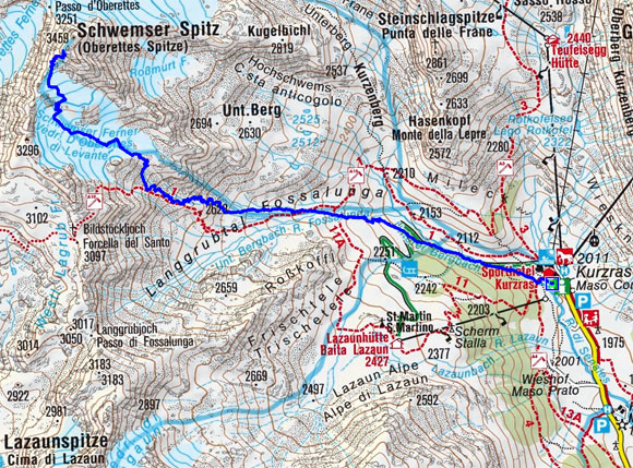 Schwemser Spitze (3459 m) von Kurzras