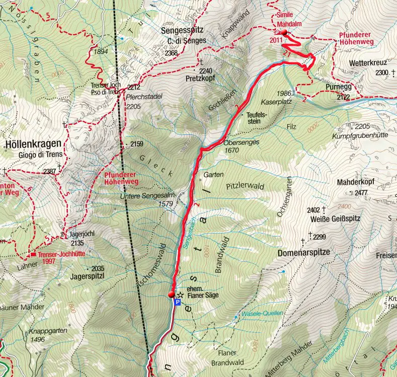 Schutzhütte Simile Mahd-Alm (2011m) aus dem Sengestal Schutzhütte Simile Mahd-Alm (2011m) aus dem Sengestal
